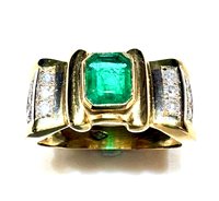 Ring Sommer Woman Anello Con Pietra in Gold Smeraldo 0.659 Ct SME CT 0.66 DIA CT 0.26 VS/G - SME CT 0.66 DIA CT 0.26 VS/G